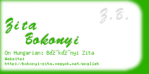 zita bokonyi business card